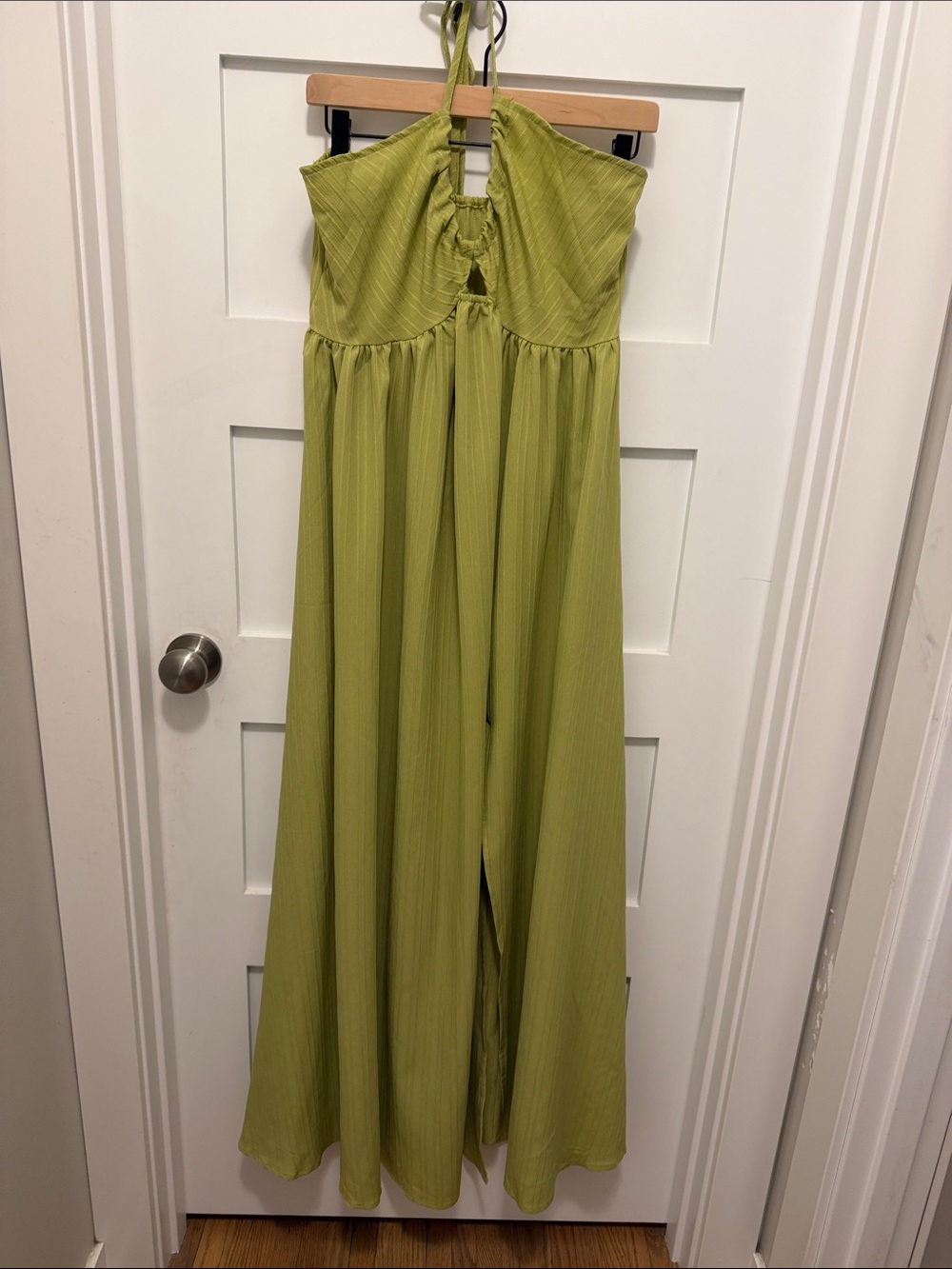 Strap Halter Wide-Leg Lime Green Jumpsuit